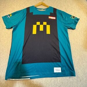 A Minecraft Movie Crew T-Shirt XL Teal Black Promo Gaming Creeper‎ Graphic Tee